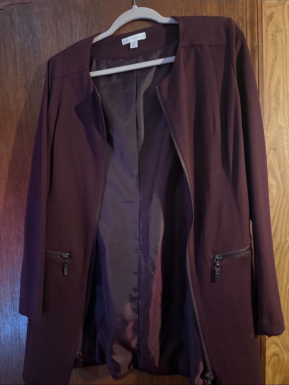 Cato Plum Zip-Front Blazer Jacket